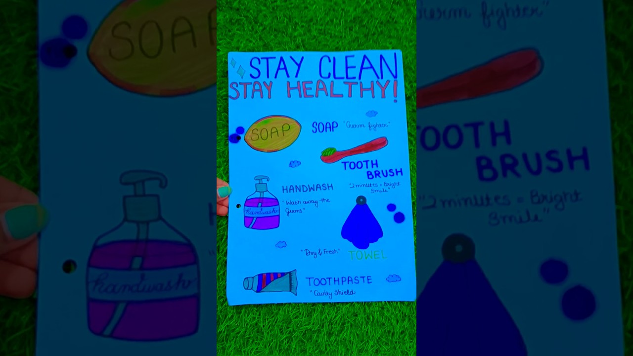 Stay Clean And Stay Healthy Poster✨🖌️ #painting #diy #art #craft #trendingshort #youtube #viralshort