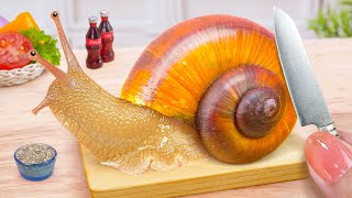 🐌How To Catch And Cook Miniature French Snail Escargot with Coca Cola  🥤Top Of Tina Mini Cooking
