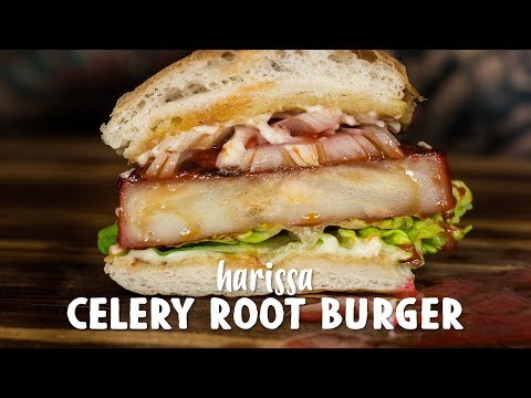 Harissa Celery Root Burger | Wicked Healthy