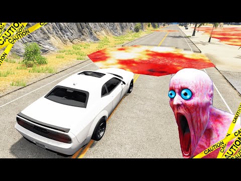 Escape From The Shy Guy (SCP-096) 😱 Cars vs Giant Pit Lava Car Ride Chase BeamNG Drive #8