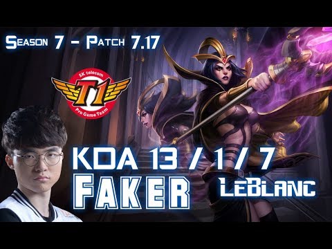 SKT T1 Faker LEBLANC vs LUCIAN Mid - Patch 7.17 KR Ranked