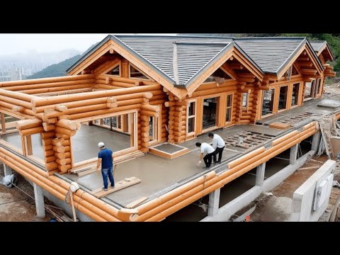 Men build a HUGE Wooden House | start to finish