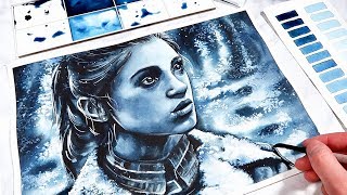 WATERCOLOR PAINTING WITH ONLY 1 COLOR ! Monochrome Painting for Beginners