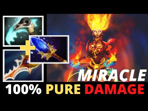 MIRACLE [LINA] — INSANE 100% PURE DAMAGE DESTROY ALL 7.25 New Patch Dota 2