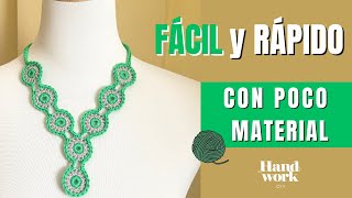 Haz este COLLAR a crochet en minutos ⏳ (con muy poco hilo)