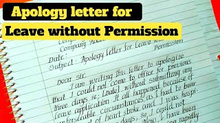 Apology letter for leave without permission | Apology letter for being absent without notice