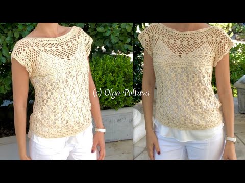 How to Crochet Lacy Summer Blouse, Lacy Flowers Blouse, Crochet Video