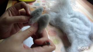 Котик из войлока : Мастер-класс сухое валяние