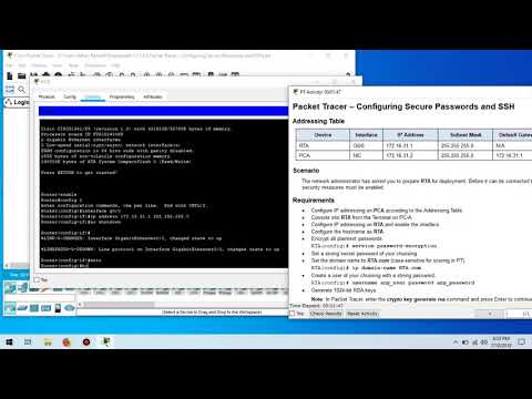CCNA RS1 - 11.2.4.5 Packet Tracer ( Configuring Secure Passwords and SSH )