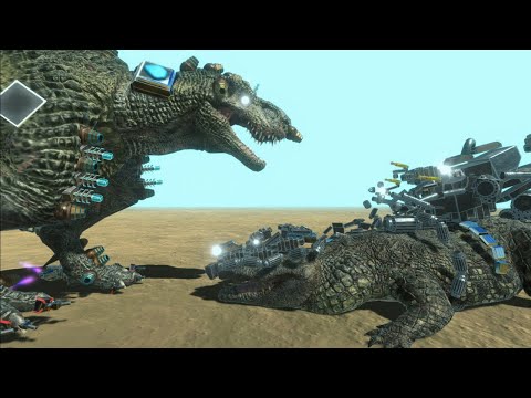 DINOSAURUS WITH LASER BEAM VS ALL UNITS EPIC BATTLES - ANIMAL REVOLT BATTLE SIMULATORS
