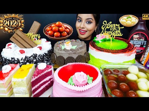 ASMR Eating Gulab Jamun,Rasgulla,Chocolate Ice Cream Cake Indian Sweet ASMR Eating Mukbang Challenge