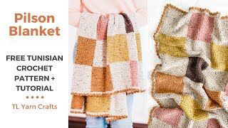 EASIEST CROCHET BABY BLANKET [Tunisian Crochet Patchwork Afghan - Tutorial + Free Pattern]