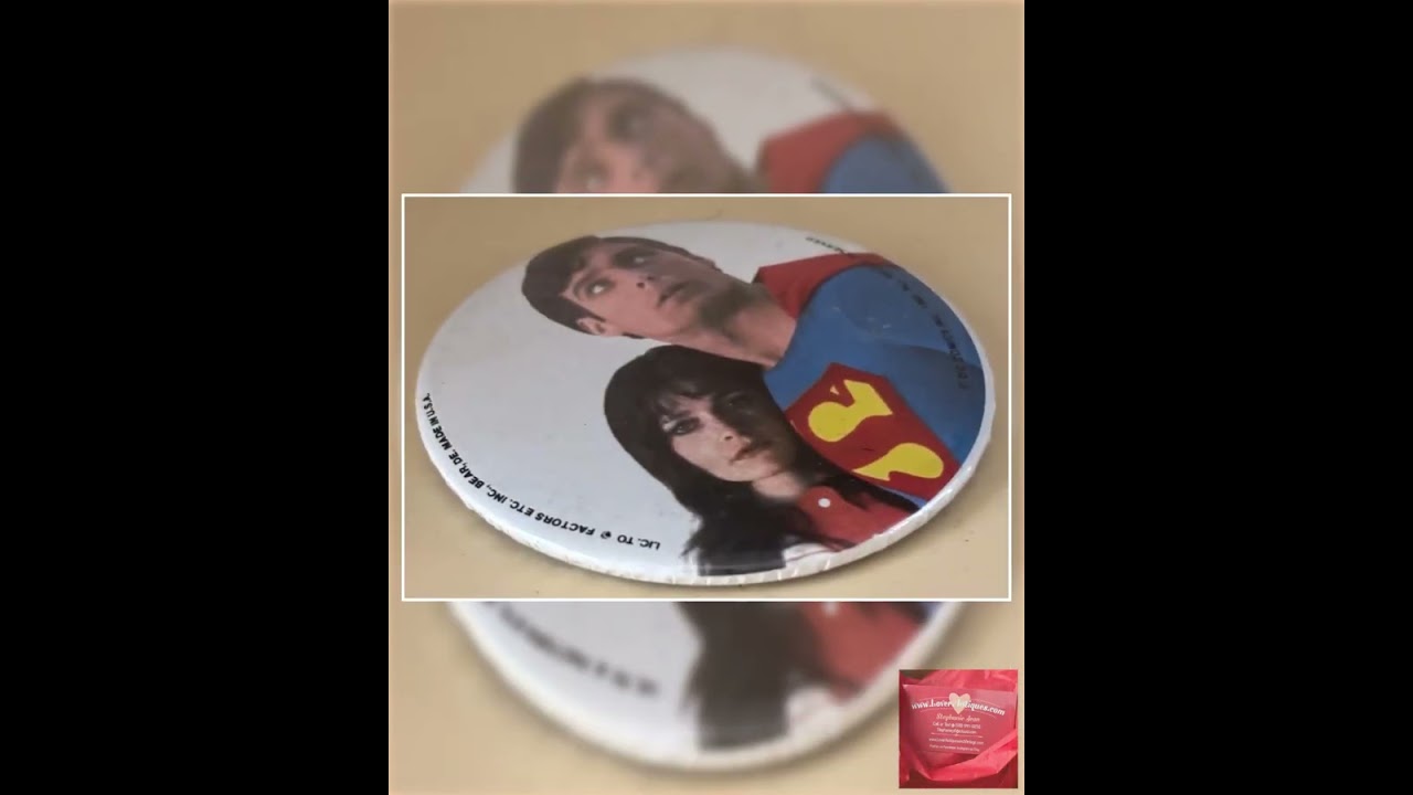 Vintage Superman Movies Pin 1980 Christopher Reeve Margot Kidder Lover Antiques and Vintage