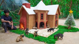 Rescue dog Christmas Day Build Mud Dog House as Sh