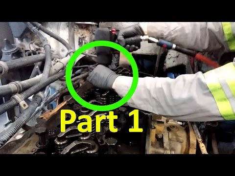 How To Rebuild A Diesel Engine.  Part 1.  Cylinder Head Disassembly And Removal. Twin Turbo Cat C13.