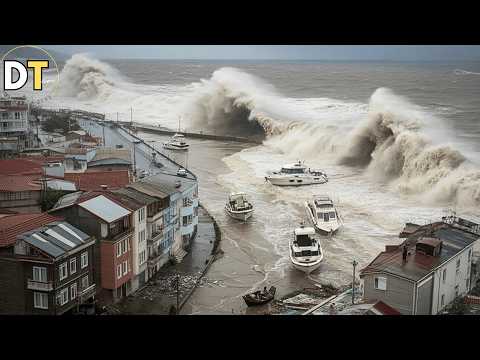 Schwere Küstenüberschwemmungen in der Türkei! Südwinde verursachen hohe Wellen in Balıkesir  Izmir