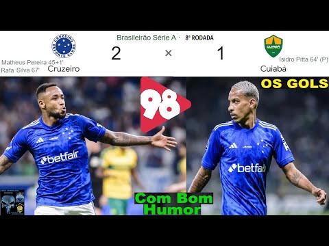 CRUZEIRO 2 x 1 CUIABÁ 🤪😂& Bom Humor 98FM ⚽OS GOLS breve Melhores Momentos Brasileirão 2024 8ª Rodada
