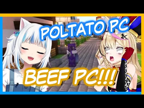 Polka Gets Mad At Gura For Saying "Poltato PC"【Hololive Minecraft】