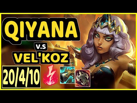 SERIN (QIYANA) vs VEL'KOZ - 20/4/10 KDA MID GAMEPLAY - EUW Ranked GRANDMASTER