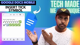 How to insert tick symbol in Google docs mobile | how to type tick on google docs mobile