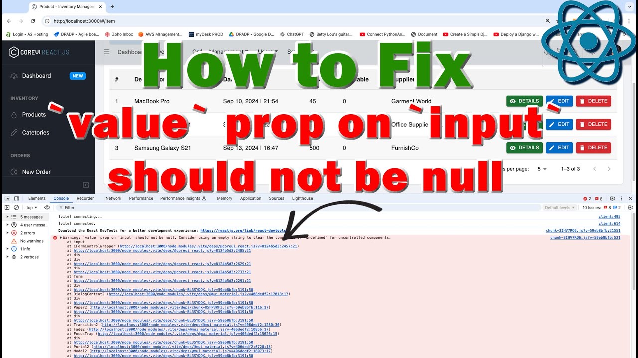 How to Fix - Value Prop on Input Should not be Null in React