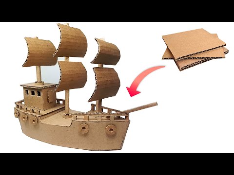 INCREÍBLE BARCO ANTIGUO HECHO en CARTÓN FÁCIL y RÁPIDO - MANUALIDADES con CARTÓN