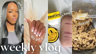 VLOG: GOT A SEW IN + DIY GEL X + BAKING COOKIE BARS + MINI HYGIENE SHOPPING