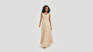 Victoria-V-neck Sleeveless Chiffon Bridesmaid Gown With Belt | DUNTERY
