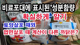 비료포대애 표시된 성분함량 확실하게 알기. 토양살포 계산방법, 엽면시비 계산방법이 다른 까닭은? 포대 속의 …