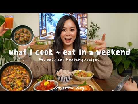 *realistic* what i cook + eat in a weekend ft. healthy recipes 🥑 2025 book review, meal prep with me