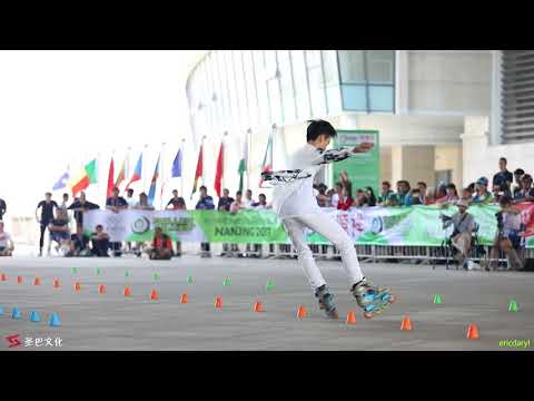 2017 Roller Games，Junior Men Slalom 3rd，Chang Wei Jen 青男花桩 季军 张唯仁 (中华台北)