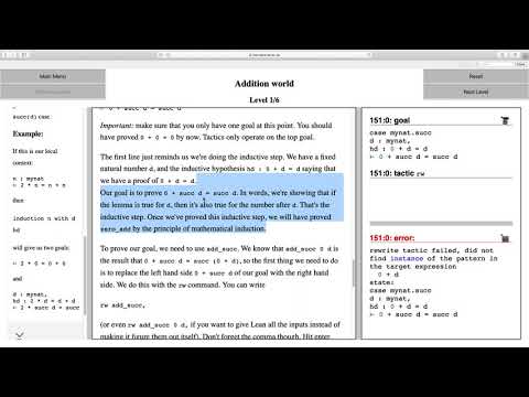 Playing the Natural Number Game in Lean Proof Assistant | Complete Gameplay Walkthrough