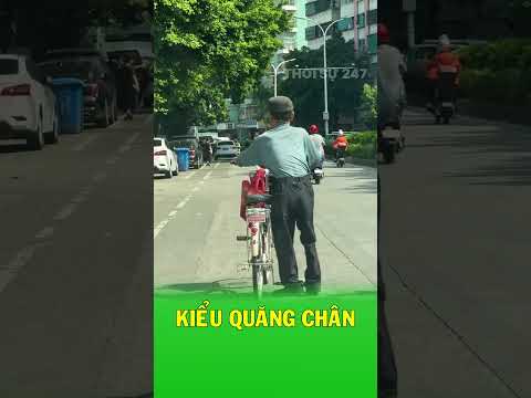 Cách lên xe đạp kinh điển của các cụ ngày xưa