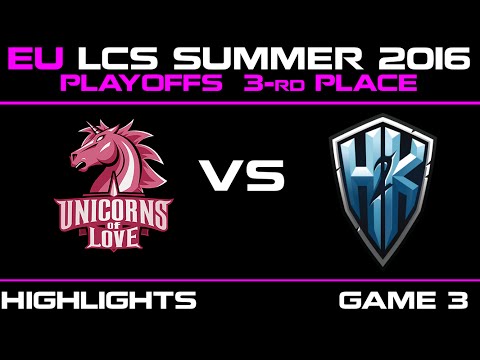 UOL vs H2K Game 3 highlights EU LCS 2016 Summer Playoffs Third place   Unicorns Of Love vs H2K