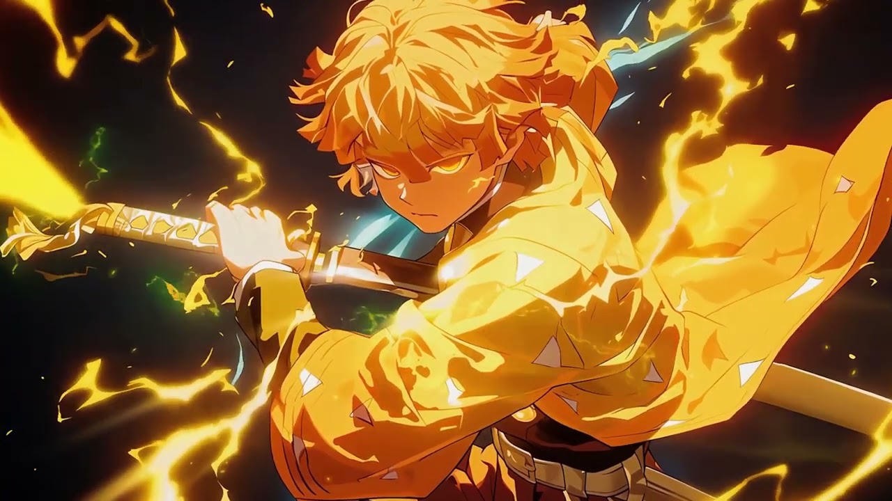 zenitsu demon slayer Yellow 4K Live Wallpaper Rendered 