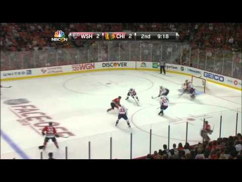 Mikhail Grabovski breakaway wrister goal 2-2 Washington Capitals vs Chicago Blackhawks 10/1/13 NHL