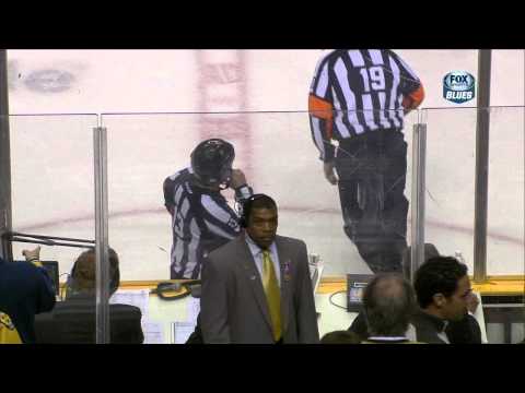 Paul Gaustad boarding on Kevin Shattenkirk St. Louis Blues vs Nashville Predators 10/26/13 NHL