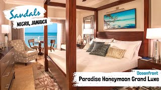 Paradise Honeymoon Beachfront Grande Luxe Club Level HB | Sandals Negril, Jamaica | Tour & Review 4K