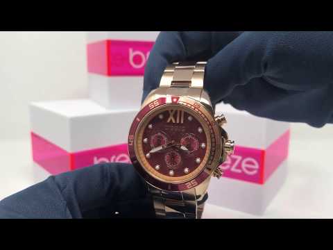 Breeze Chronograph Watch Starborn IP Rose Gold Red 210591.7