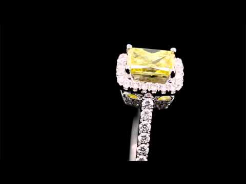 2.23 TCW 18k Fancy Yellow Vintage Style Radiant Diamond Engagement Ring