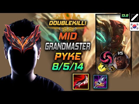 GrandMaster Mid Pyke Build Duskblade of Draktharr Hail of Blades - LOL KR 13.9