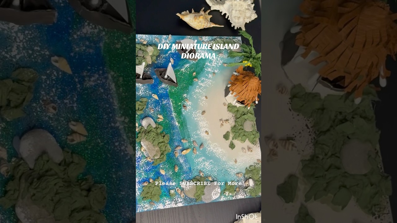 DIY Ocean & Beach Diorama | Miniature Island Craft #diy #viral #foryou #painting #3dpainting #shorts