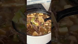 DOENJANG JJIGAE with beef & veggies. My older son had it before baseball practice ⚾️
