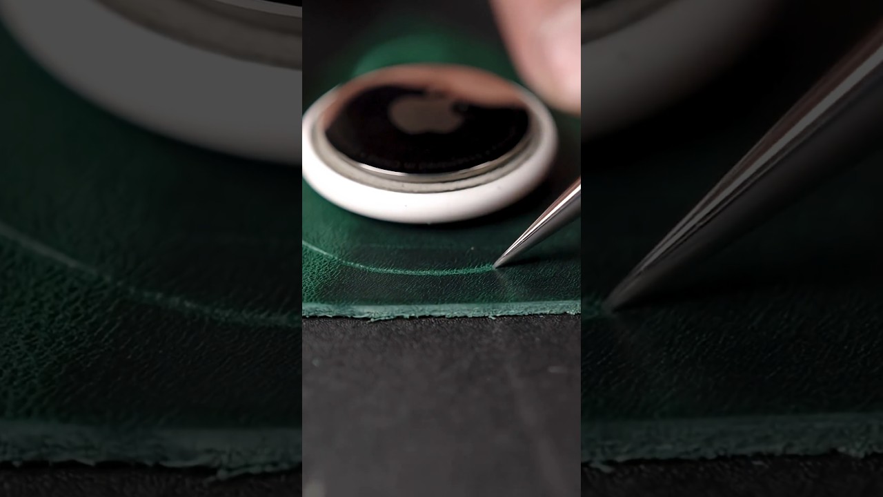 Making a Key Charm for Airtag. #asmr #leathercraft