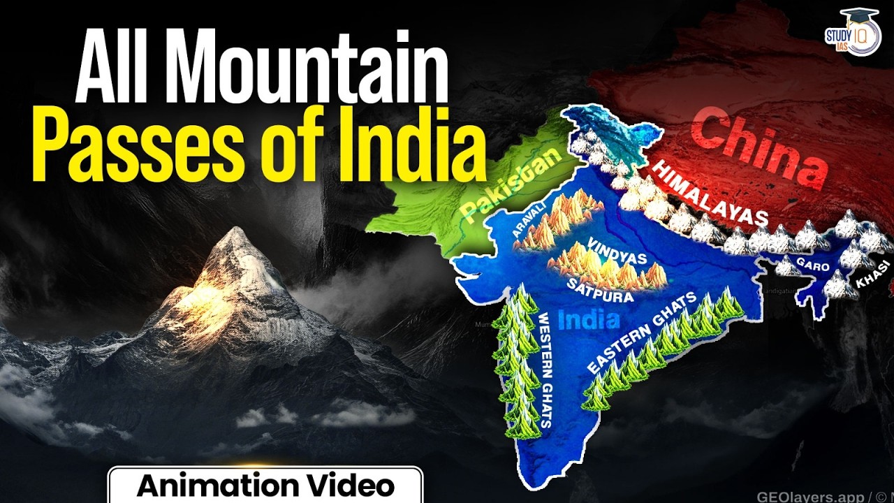 Understand All Mountain Passes of India Through Map Animation | UPSC GS | StudyIQ IAS