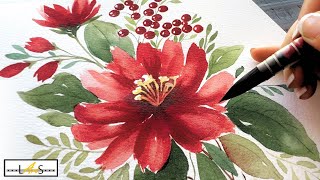 The BEST Free-Flowing Christmas Blossoms! Watercolor Flower Tutorial!