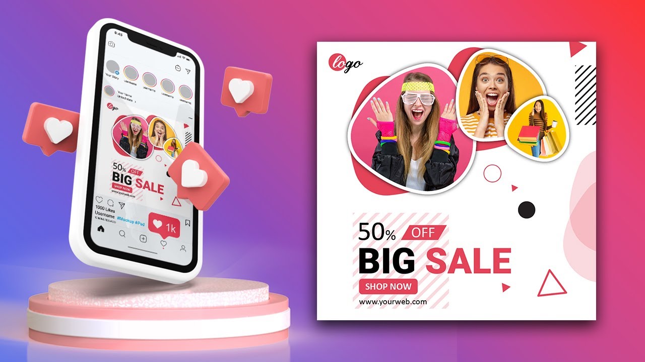 How to design social media ads post in illustrator beginner tutorial | Graphic Design for Beginner.