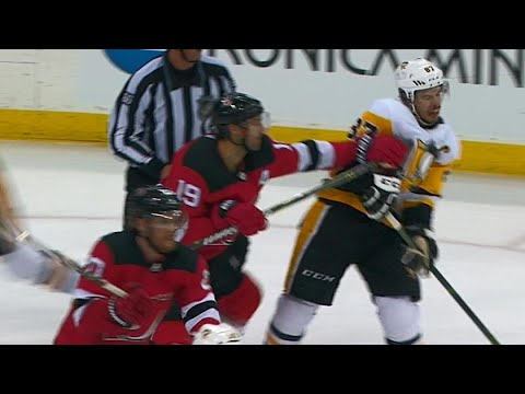 Crosby gets butt-ended by Zajac, more cheap shots ensue