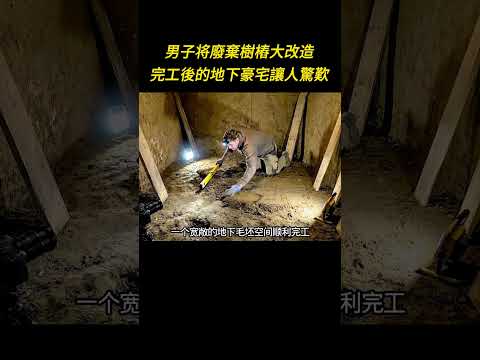 男子將廢棄樹樁大改造，完工後的地下豪宅讓人驚歎！#有趣 #creative