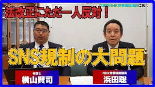 SNS規制（情報流通プラットフォーム対処法）の大問題！法改正にただ一人反対した理由とは？　浜田聡参議院議員　横山賢司客員研究員（弁護士）【チャンネルくらら】